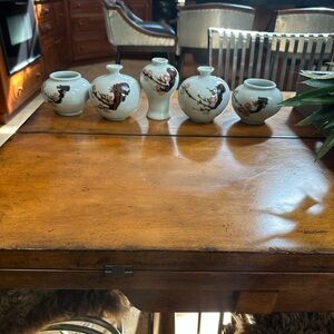 Artistic Ceramic Vase Set - White and Brown